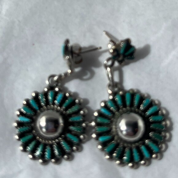 RQ Panteah Zuni Sterling and Turquoise Earrings - Picture 1 of 4